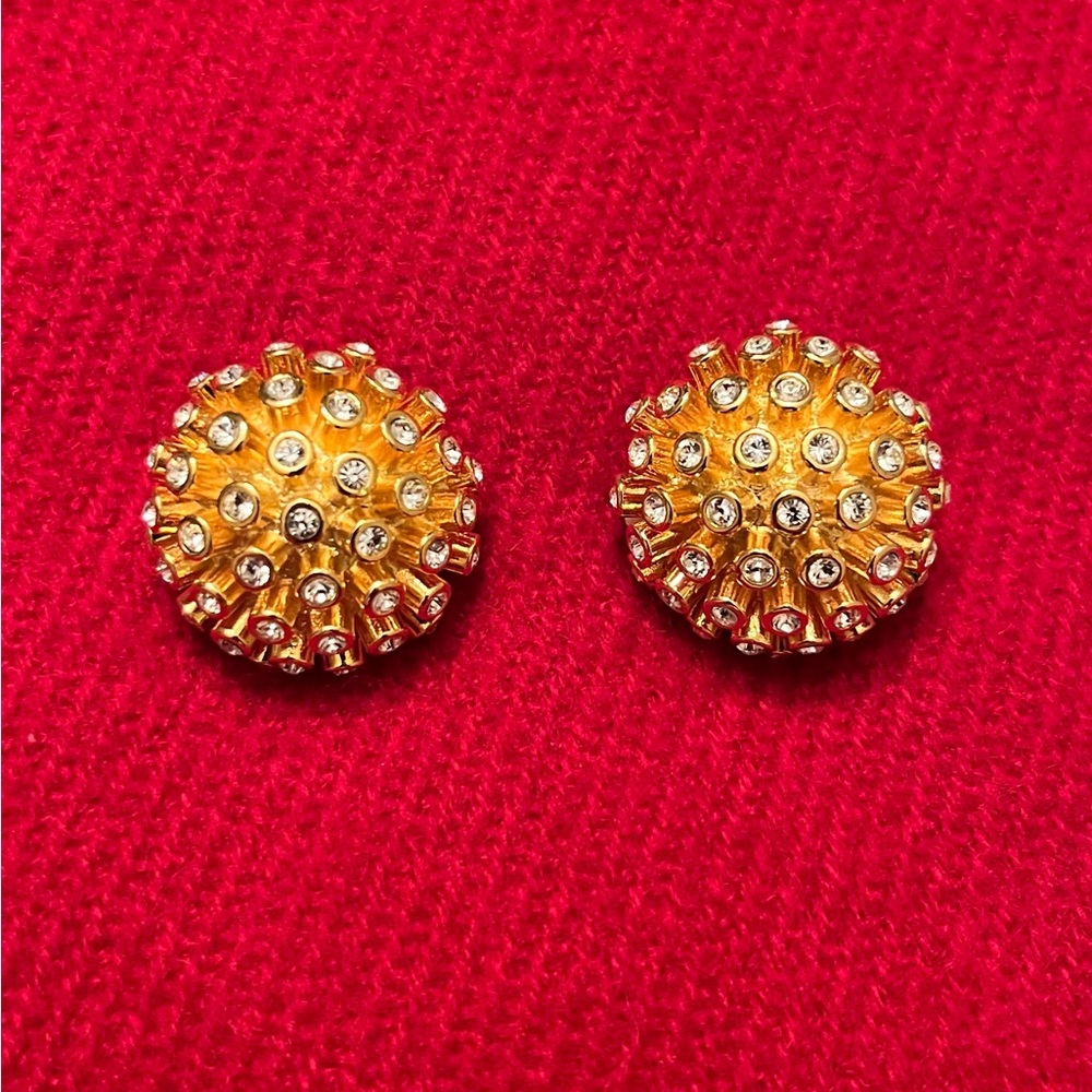 Rare Vintage Joan Rivers Crystal Burst Clip-on Earrings in Mint Condition